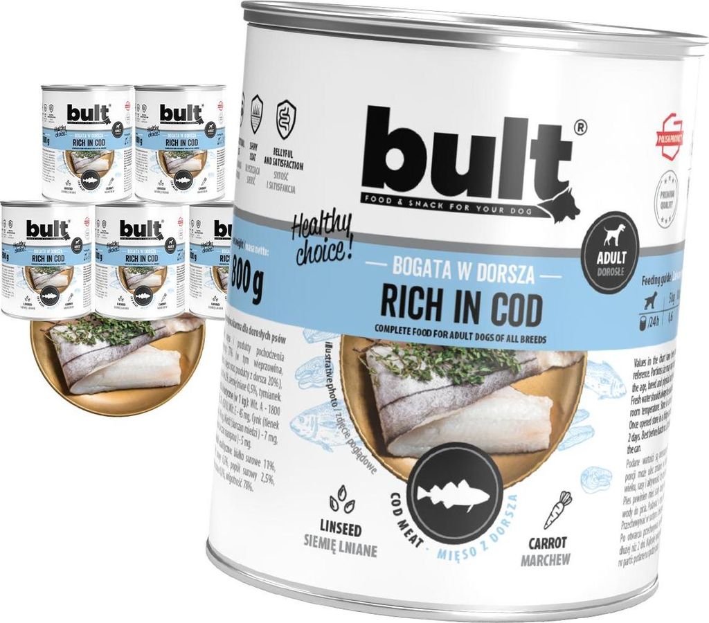Bult Nassfutter Für Hunde, Dose, Reich An Kabeljau, Set 6X800G
