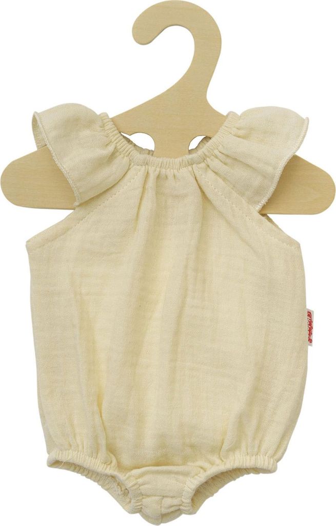 Heless 1412 - Puppenkleidung aus Musselin, 100 Prozent Baumwolle, Body mit Rüschen in Ecru für Puppen und Kuscheltiere der Größe 28-35 cm