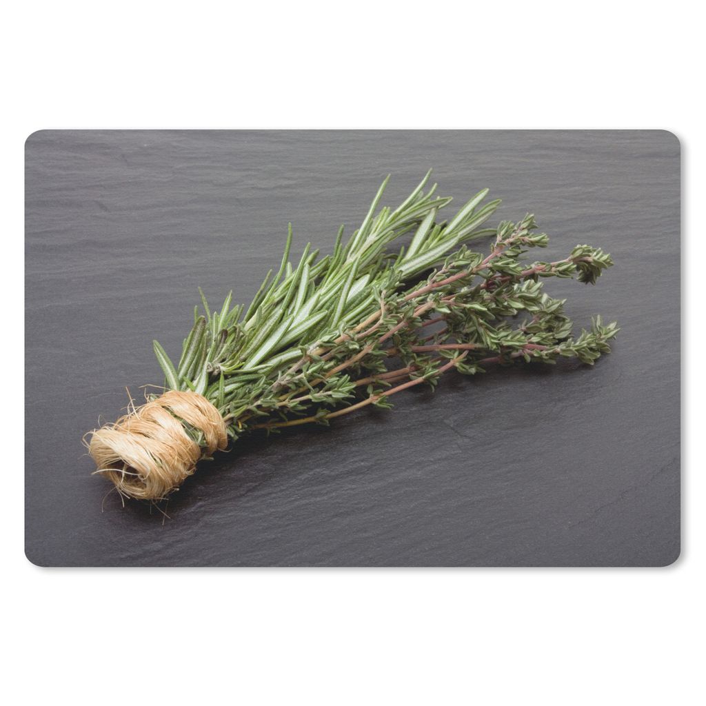 MuchoWow Mauspad Mousepad Thymian - Kräuter - Grün - Tisch - Küche - Stein 27x18 cm - Mousepads - Maus Mat - Pad - Mausunterlage - Büroartike...