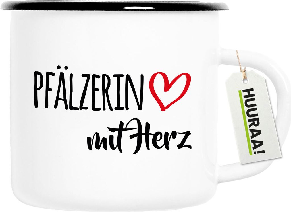 Huuraa Emaille Tasse Pfälzerin mit Herz 300ml Vintage Produktbild 