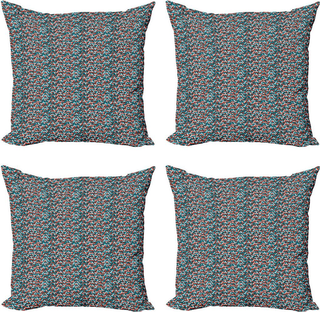 ABAKUHAUS Geometrisch Kissenbezug Set (4 Stück), Dreieck-Formen Mosaik, Moderner Doppelseitiger Digitaldruck, 60 cm x 60 cm, Mehrfarbig