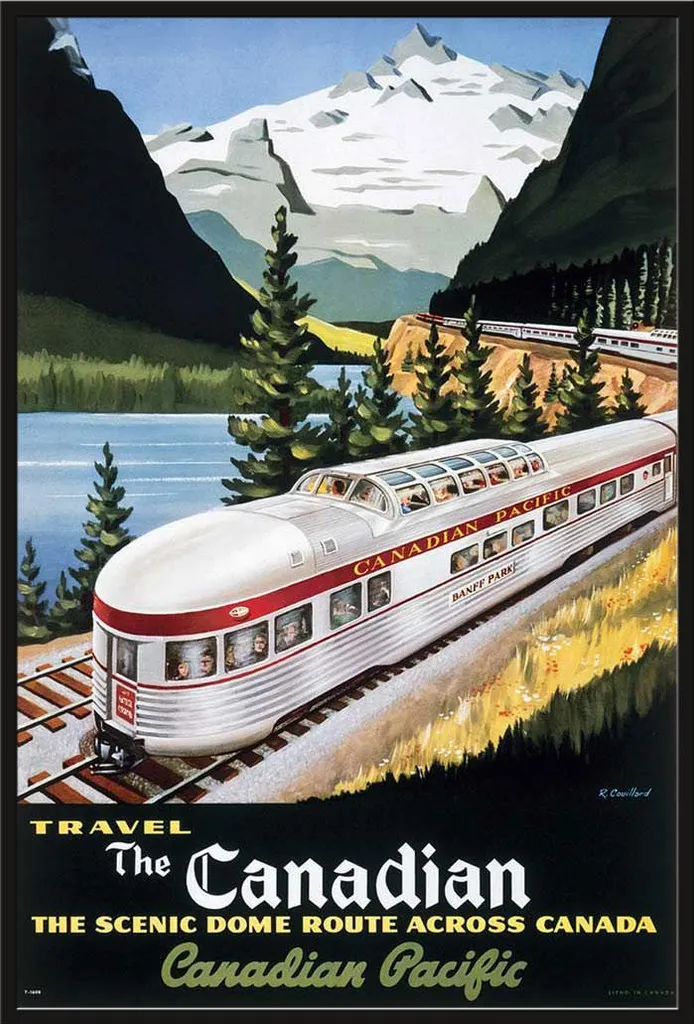 Tableau Décoratif Vintage Canada Scenic Dome et Cadre Noir en Plastique