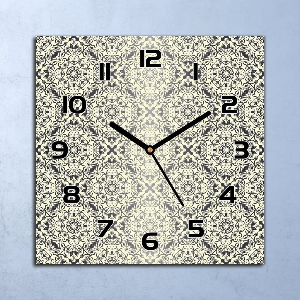 Wanduhr Echt-Glas-Küchenuhr Königlich Gelb Quarz Lautlos 30x30 Deko Bilder