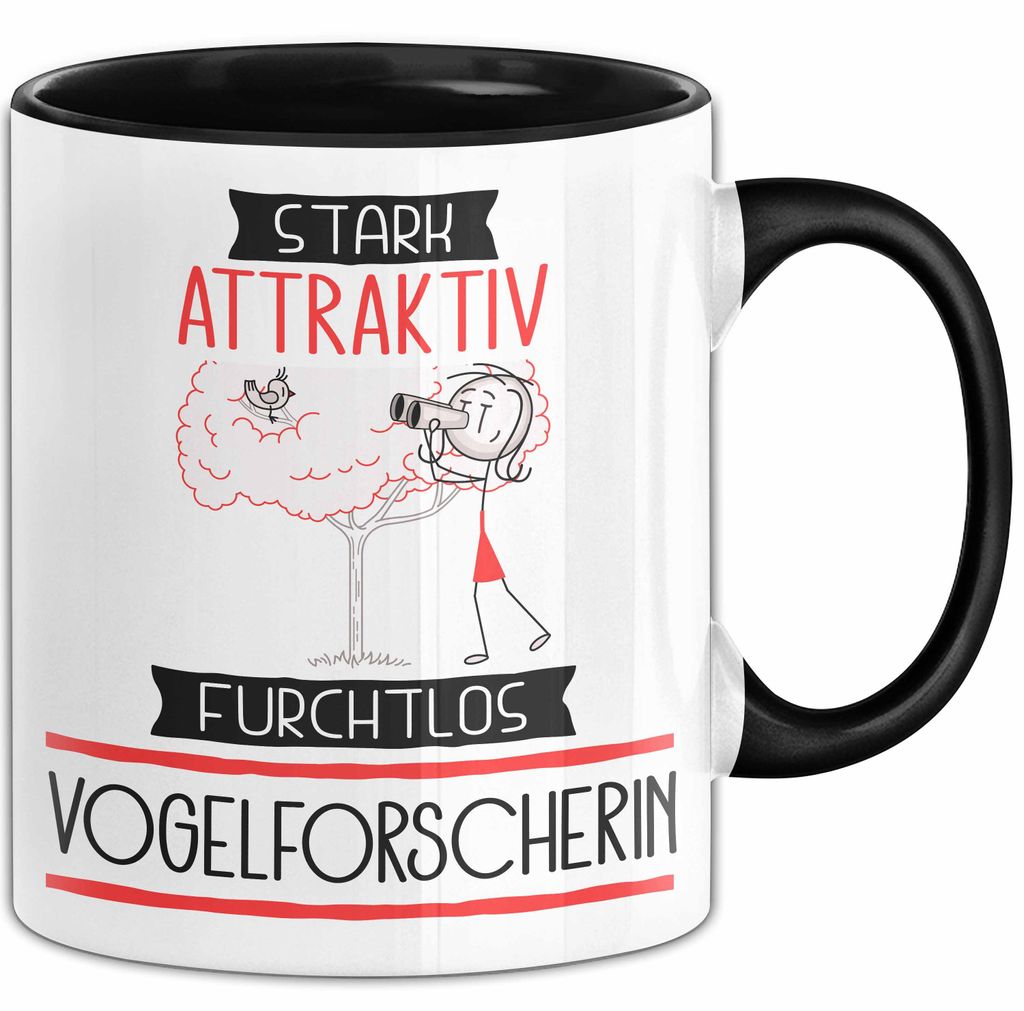 Vogelforscherin Tasse Geschenk Becher Stark Attraktiv Furchtlos Vogelforscherin Lustige Geschenkidee (Schwarz)
