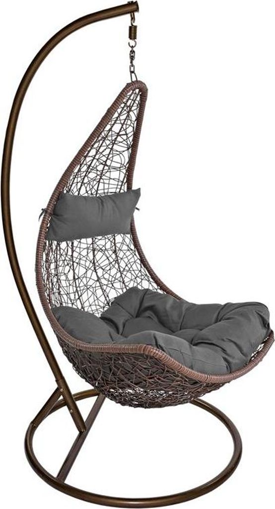Hängesessel Polyrattan Hängekorb mit Gestell Hängestuhl Hängeschaukel Korb braun