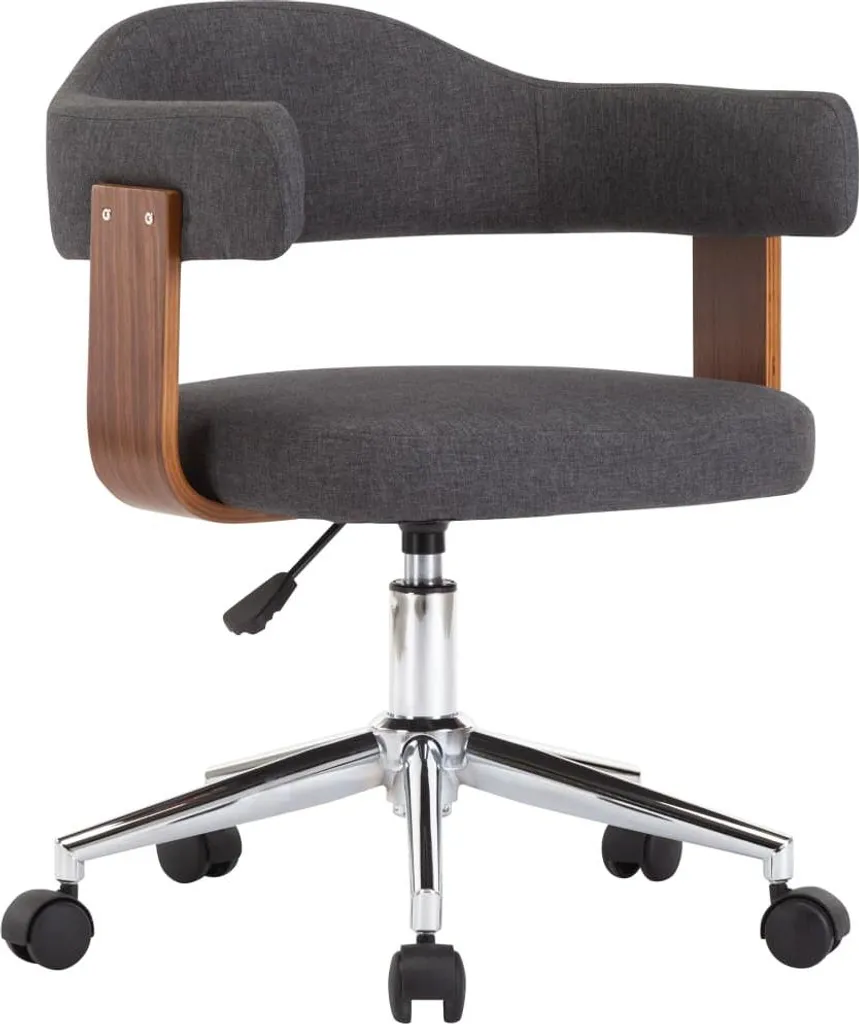 Sedia da Pranzo Girevole vidaXL in Legno Curvato e Tessuto Grigio