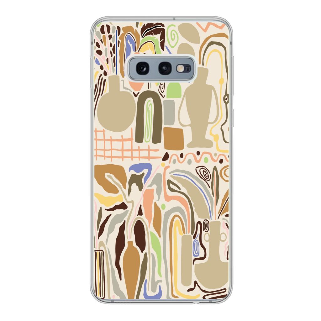 MuchoWow Handyhülle Schutzhülle Hülle für Samsung Galaxy S10e Blume - Abstrakt - Vase - Blumentopf Silikon Softcase Handy Hülle - Handy