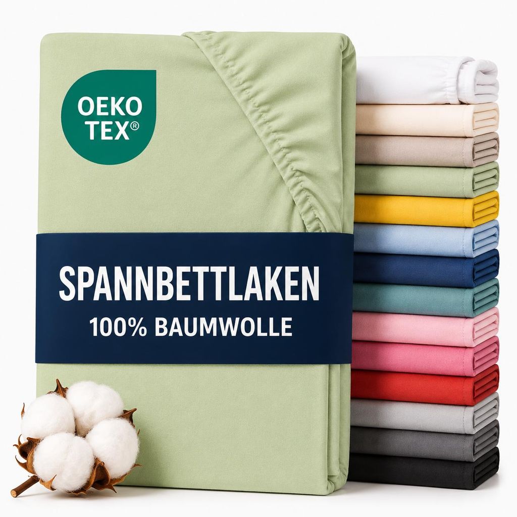 Komfortec Jersey Spannbettlaken 120x200 cm, 100% Baumwolle, Produktbild  KI-generiertes Bild