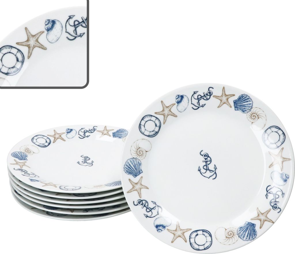 Neptun zestaw 6 morskich talerzyków deserowych porcelana 6 Zdjęcie produktu 