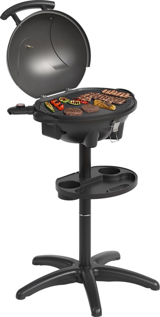 KitchenBrothers Elektrischer BBQ, klappbarer Stand- und Produktbild 