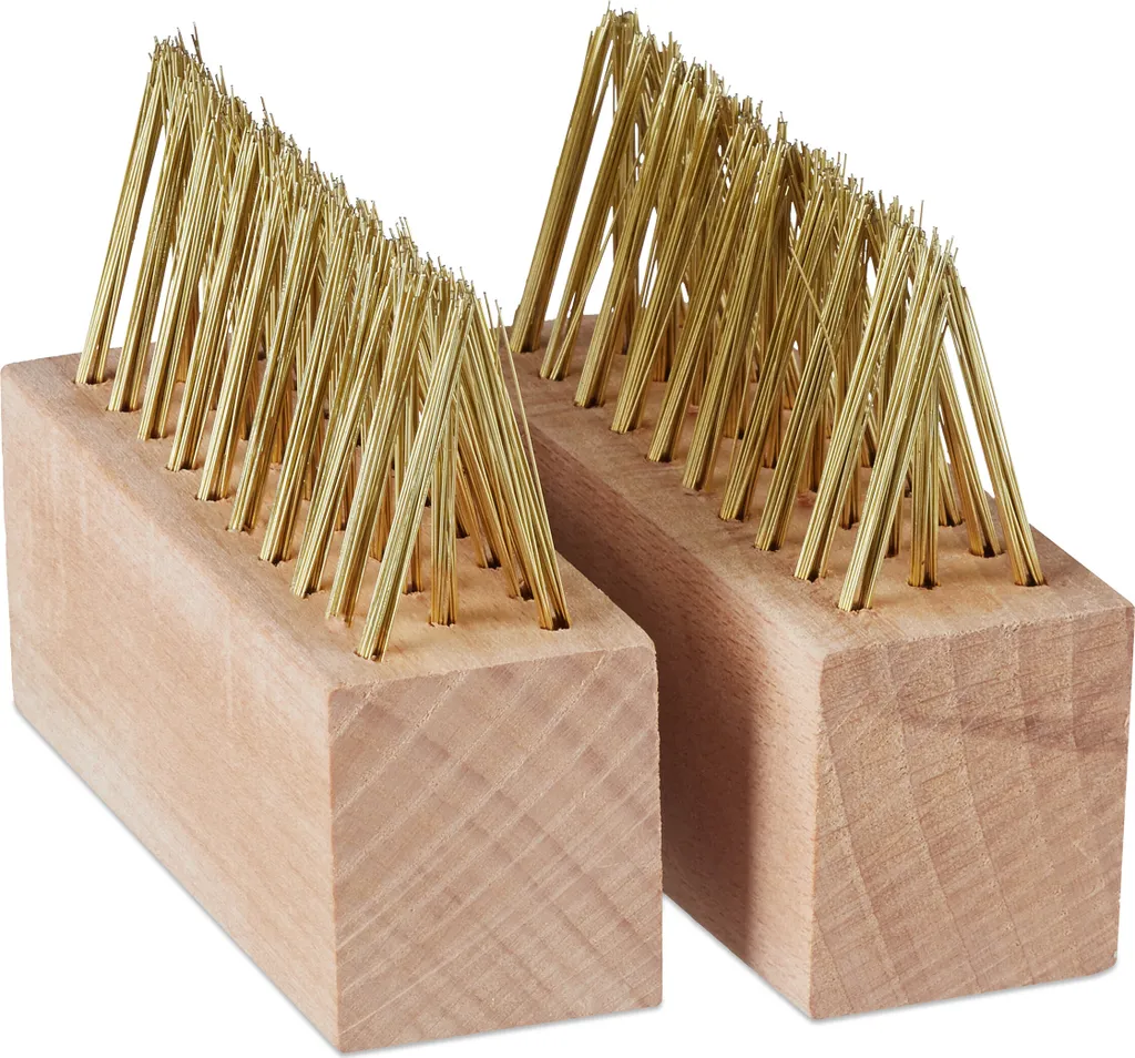 Set 20 Spazzole Ricambio Fughe Relaxdays - Acciaio e Legno Faggio