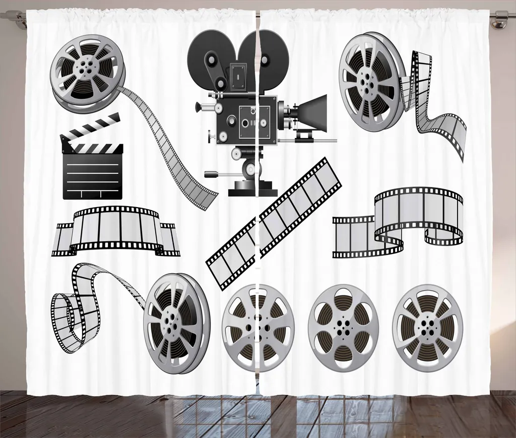 Set 2 Tende ABAKUHAUS Cinema Grigio Nero Rustico 280x175 cm
