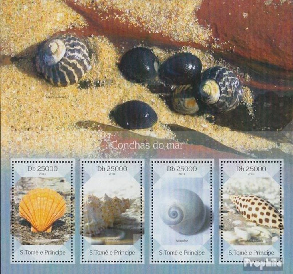 Briefmarken Sao Tome e Principe 2014 Mi 5669-5672 Kleinbogen (kompl. Ausgabe) postfrisch Muscheln
