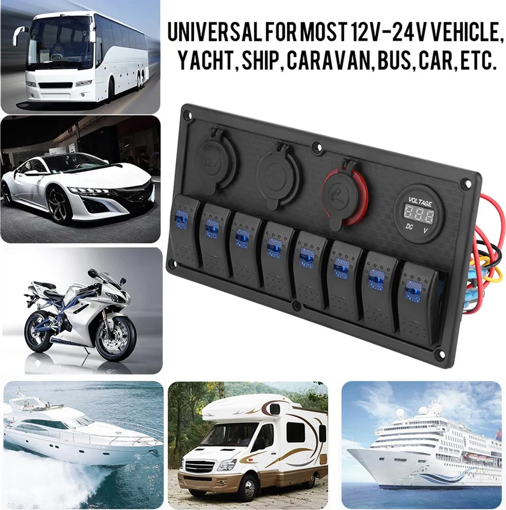 Panneau d'interrupteurs à bascule 3 positions pour camping-car 12V - 5