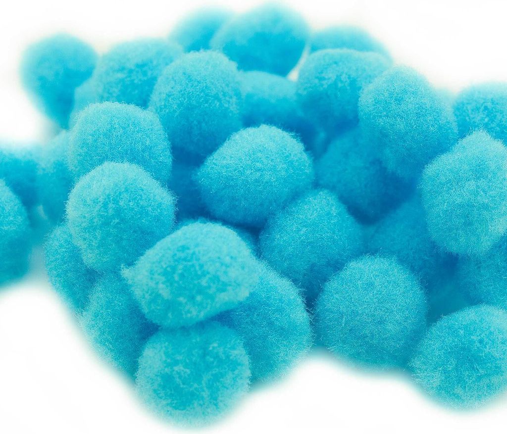 100 flauschige Pompons 15mm kreativ zum Basteln unterschiedliche Farben , Farbe:hellblau