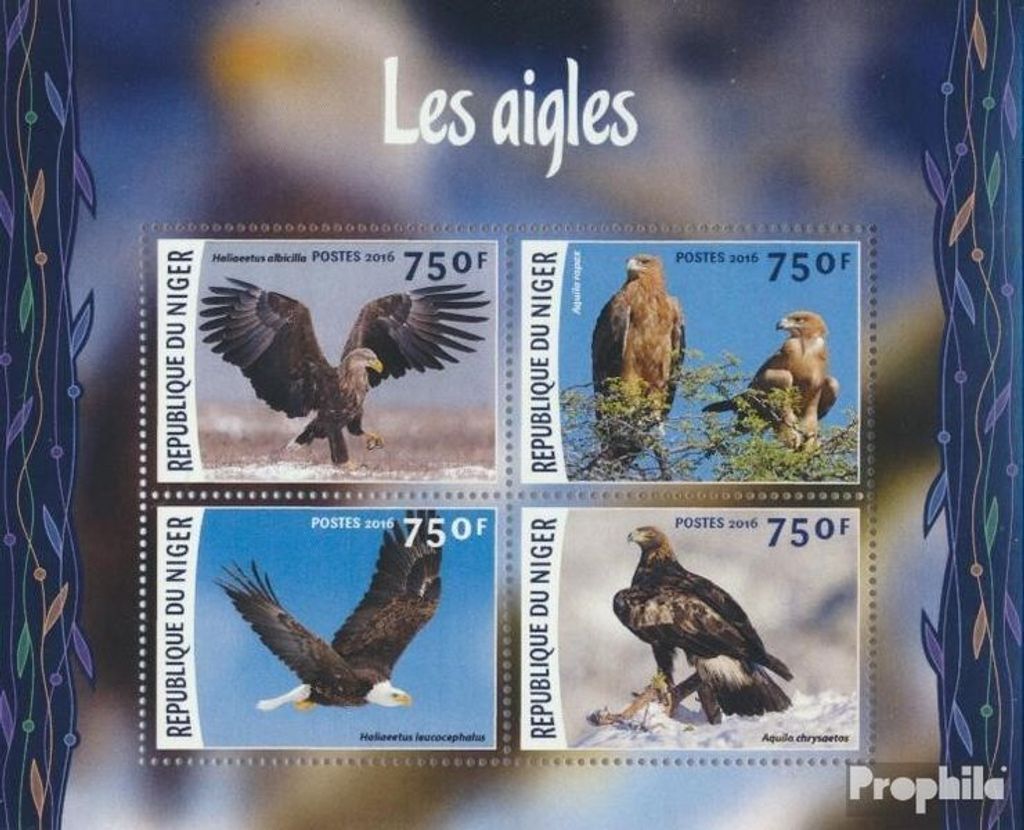 Briefmarken Niger 2016 Mi 4132-4135 Kleinbogen (kompl. Ausg.) postfrisch Adler