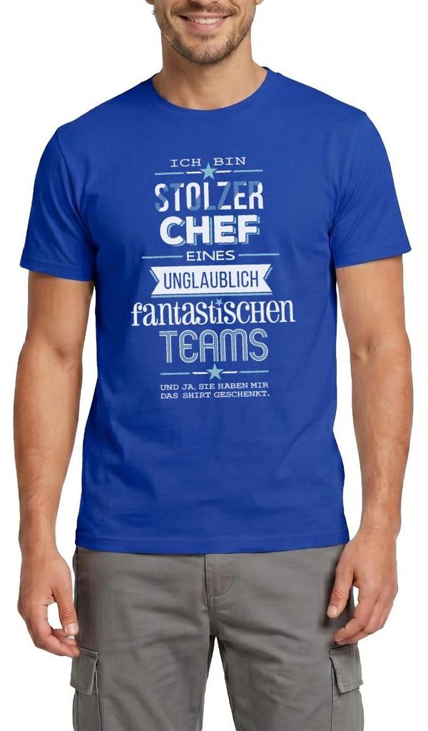 Spreadshirt Stolzer Chef Eines Fantastischen Teams Geschenk Männer T-Shirt, XXL, Dunkelblau