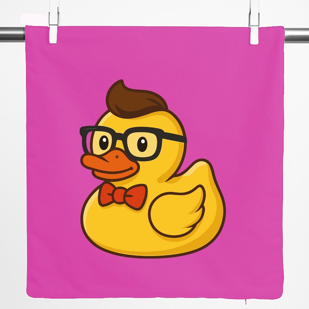 Huuraa Kissenbezug Quietscheente Nerd Gummiente Geek 40x40cm Fuchsia Baumwolle Dekokissenbezug Geschenkidee