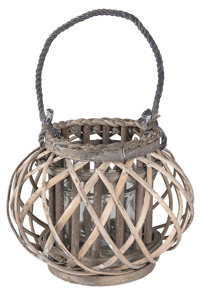 Clayre & Eef Photophore Ø 28x20 cm Gris Bois Image du produit 