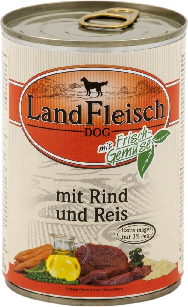 Landfleisch Dog Pur Rind&Reis extra mager 400g (Menge: 1 je Bestelleinheit)