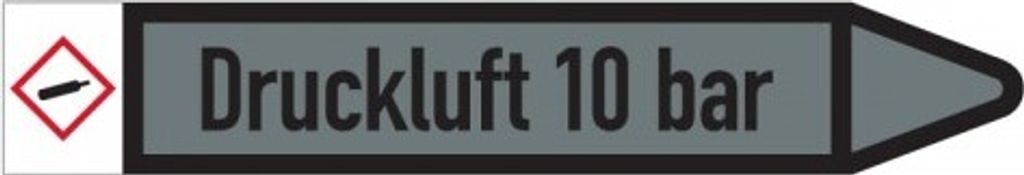 Dreifke Aufkleber I RKZ-Etikett Druckluft 10 bar, rechts, DIN, grau/schwarz,...