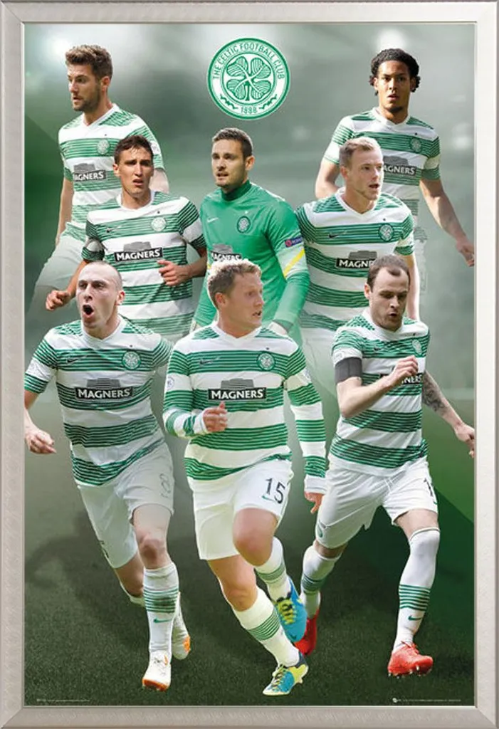 Poster Celtic Glasgow 14/15 Cadre Aluminium Argenté Shinsuke Anti-Choc