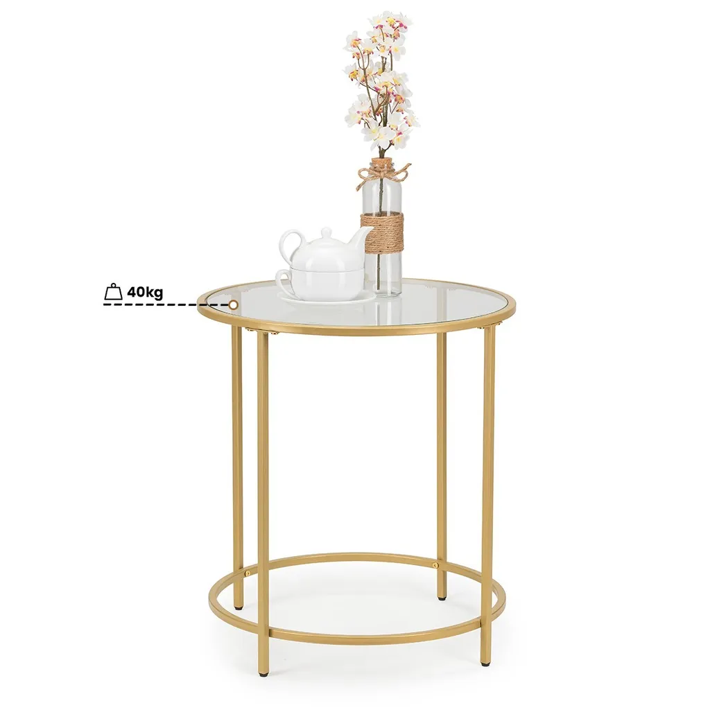 Petite table basse ronde or 50x55 cm pour optimiser l'espace avec style