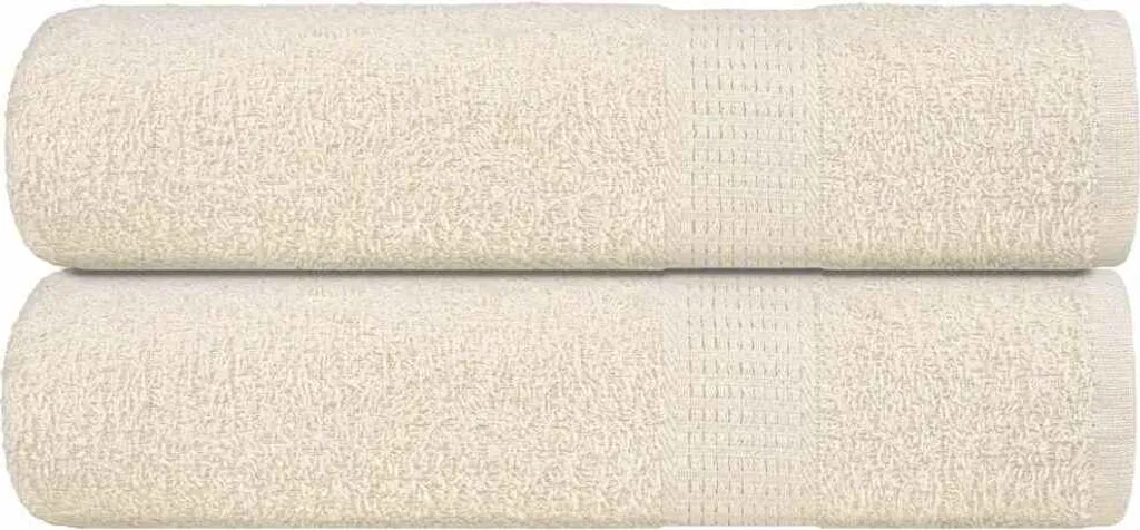 Asciugamani Eleganti 50x100 Cotone Crema 2 Pezzi | Hommie Home Design