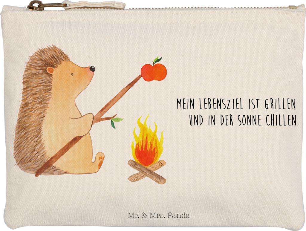 Mr. & Mrs. Panda Schlampermäppchen Igel Grillen Grösse XL Große - Weiß - Geschenk, Federtasche, Ziele, Kulturbeutel, Motivation, kosmetiktäsch...
