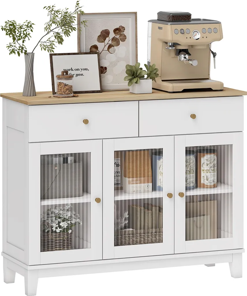 Buffet gain de place blanc pour optimiser le rangement des petits salons