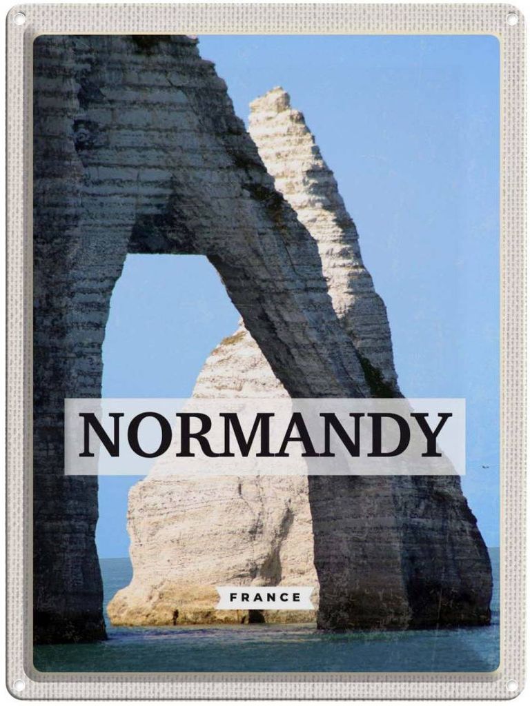 vianmo Blechschild 40x30 cm Normandy France Reiseziel Bildmotiv Reisemotiv Abenteuer Reisen Straße Stadt Urlaub