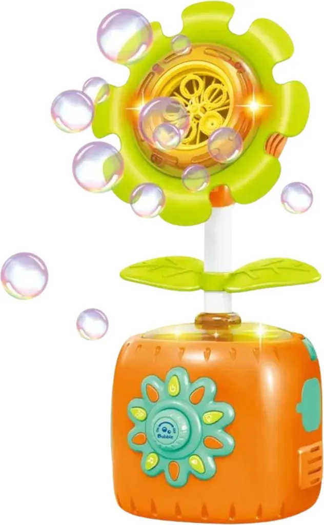 Machine à bulles fleur avec LED multicolores et mélodies intégrées