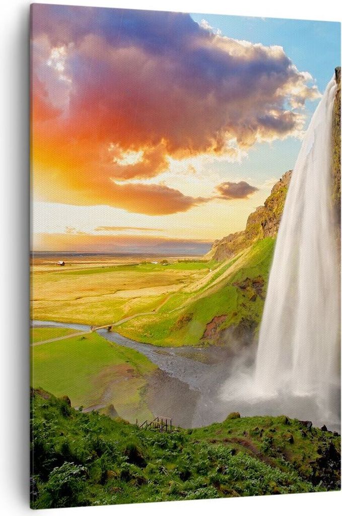 Bild auf Leinwand - Leinwandbild - Einteilig - Geologie island Wiese - 70x100cm - Wand Bild - Wanddeko - Wandbilder - Leinwanddruck - Wanddekoratio...