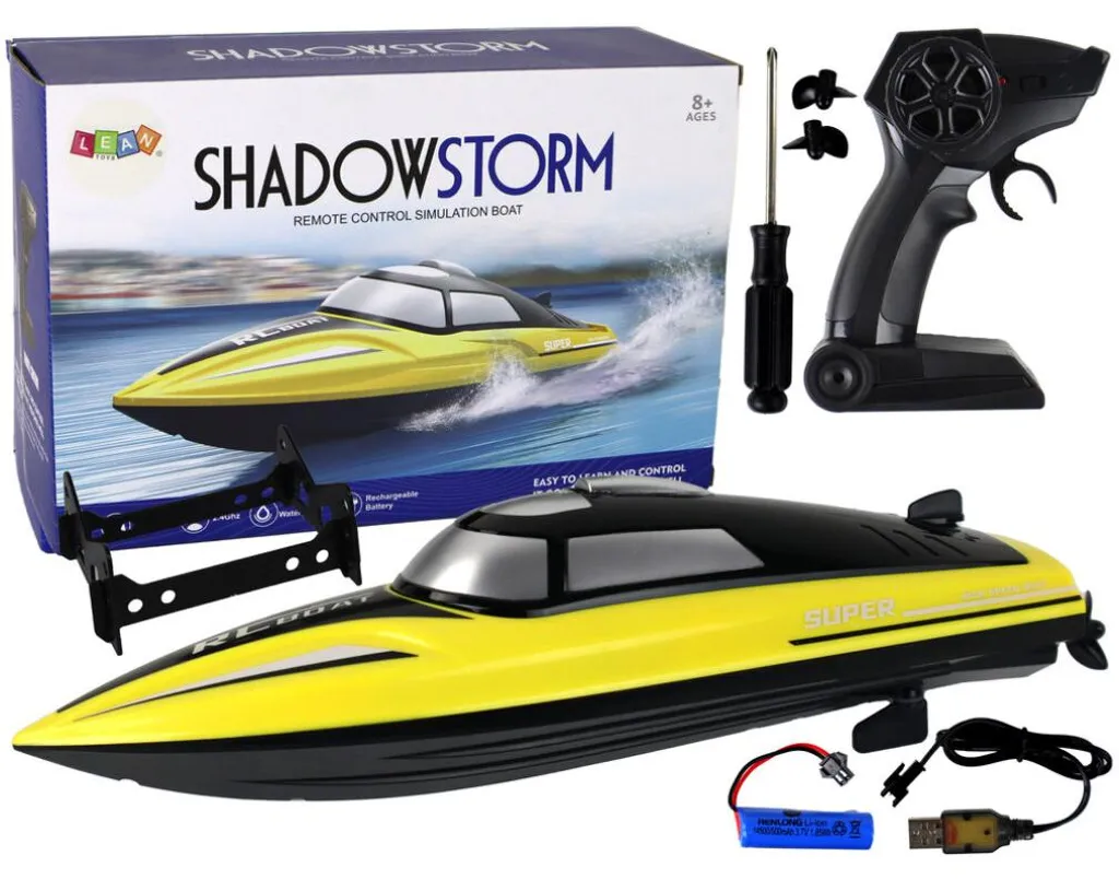 Bateau à moteur R/C 2.4G jaune - Vedette télécommandée rapide étanche