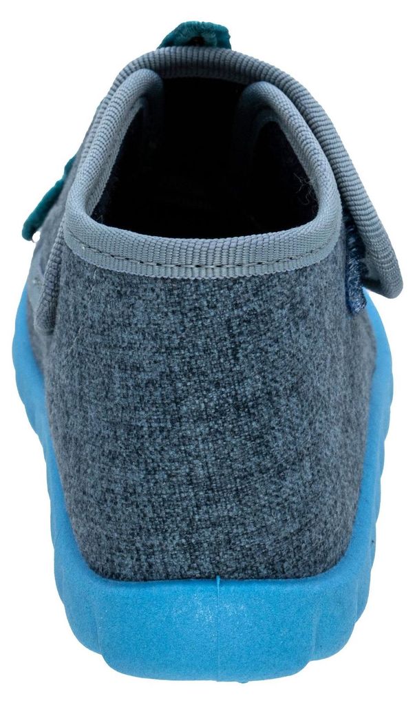 Fischer Kinder Hausschuh Klett Baumwoll-Jersey Aufnäher Jungen , Größe:23 EU, Farbe:Blau