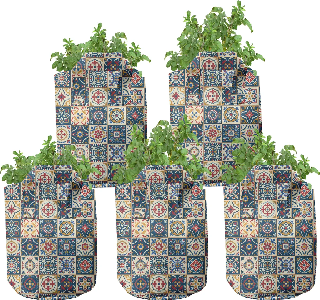 ABAKUHAUS Pots de culture 5 gallons à motifs portugais, lot de 5 unités