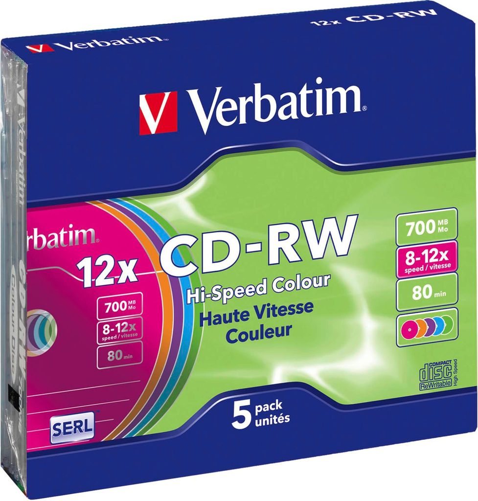 Verbatim CD-RW Colour 12x, Slimcase