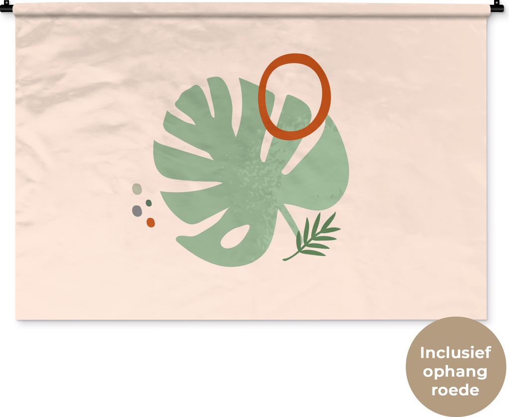 MuchoWow Wandteppich Wandbehang Monstera - Pflanzen - Sommer - Pastell 150x100 cm Tapisserie Dekoration Wandtuch - Waschbar - Tapisserien - Wand-...