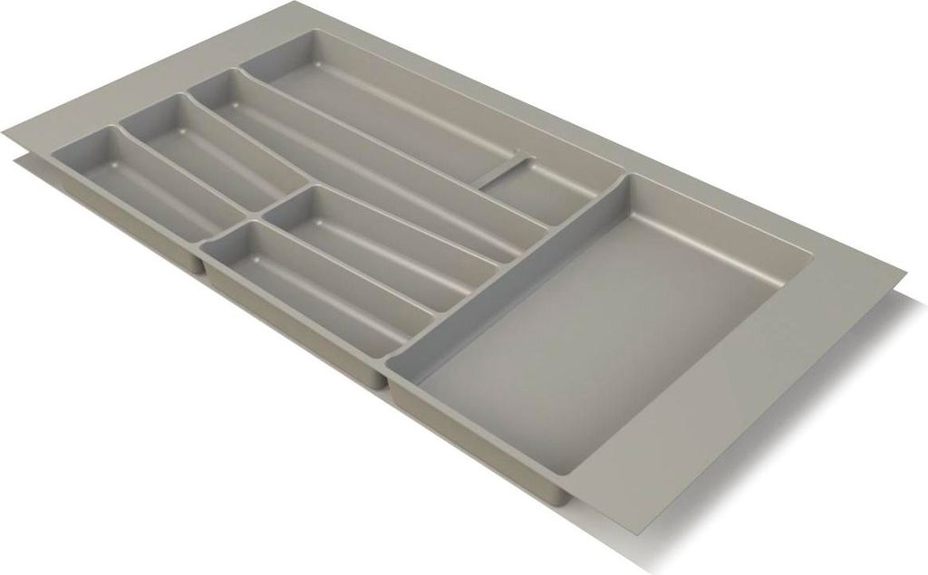 Volpato Besteckeinsatz - moderner Besteckkasten ideal als Besteck Organizer für KB 900mm, Kunststoff in Grau