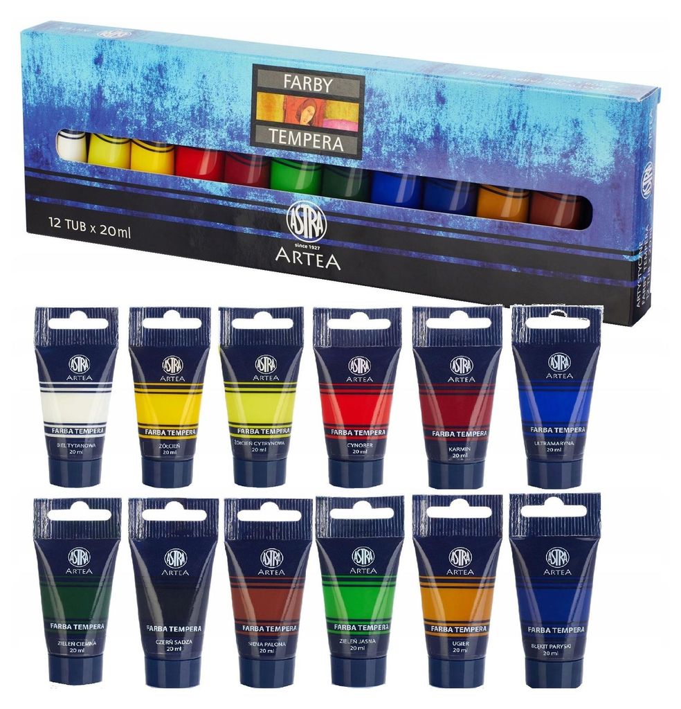 ASTRA Temperafarben 12 Farben je 20 ml Artea Produktbild 