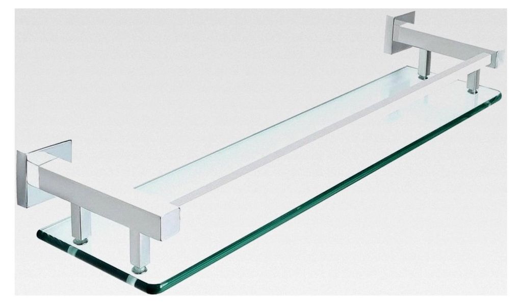 Duschablage aus Edelstahl, Duschregal mit Glasablage für Badezimmer und Küche 500mm x 120mm x 70mm