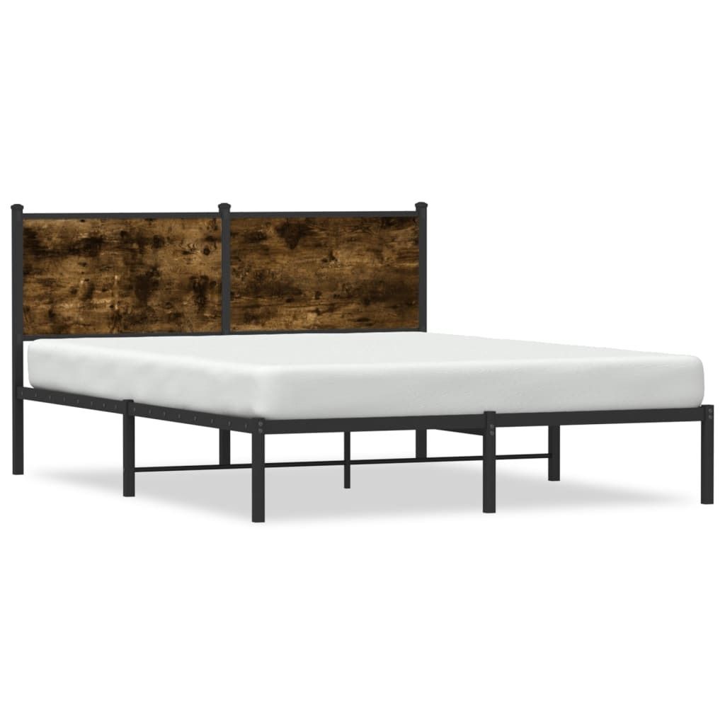 vidaXL Metallbett ohne Matratze Räuchereiche 137x190 cm