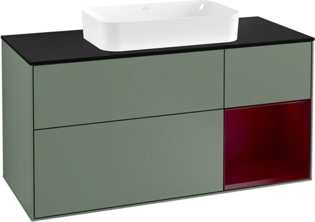 V&B Waschtischunterschrank Finion 120cm, Pl bla m, Reg re Peo, Oli. m Lac