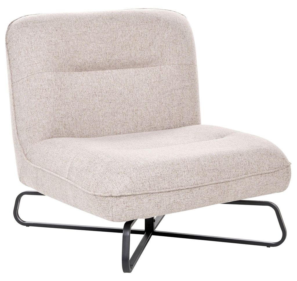 BELIANI Sessel Beige Stoff Ohne Armlehnen Gepolstert Schwarzes Metallgestell Breite Sitzfläche Modernes Design Wohnzimmer Polstersessel