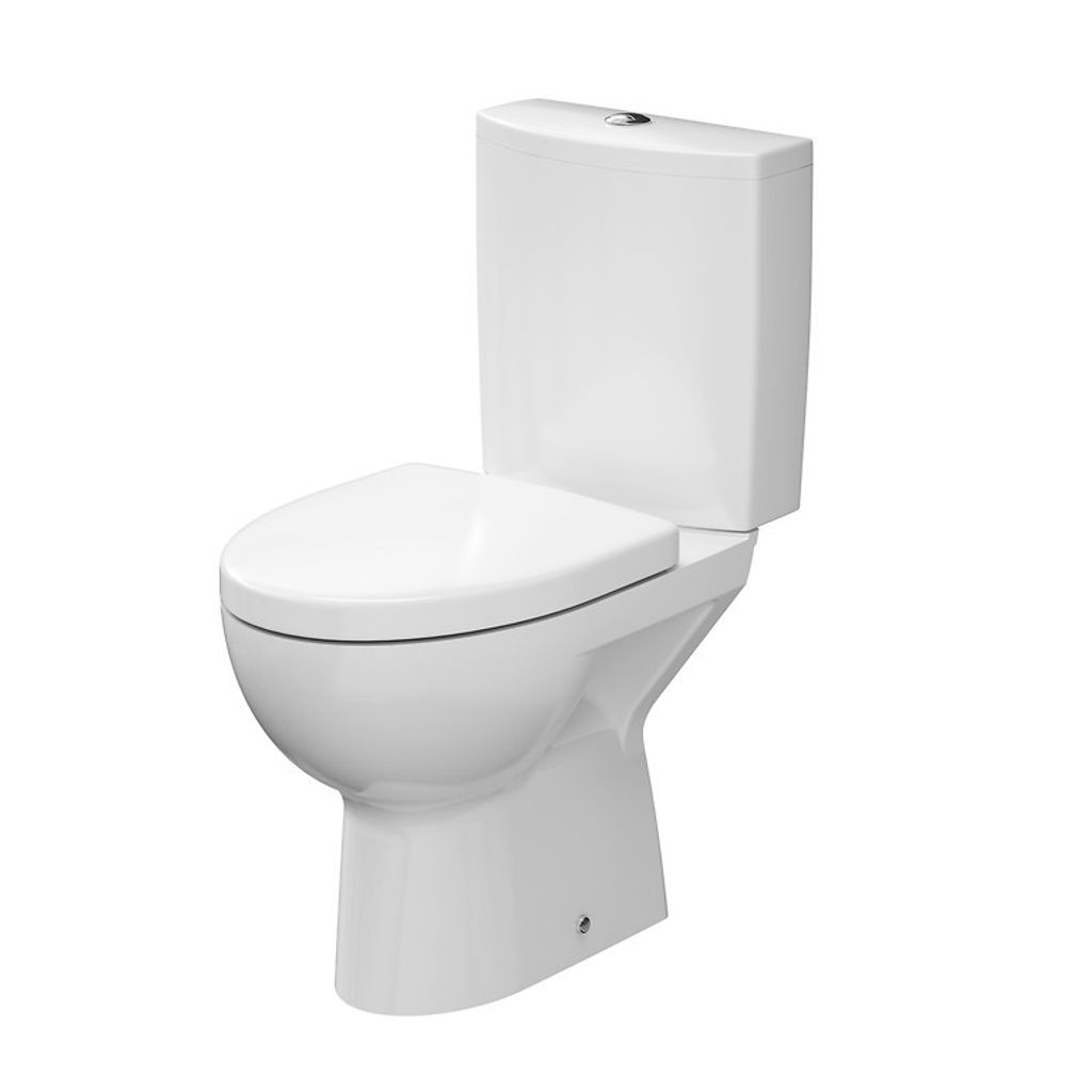 CERSANIT Stand- WC Toilette PARVA 216 -WAAGERECHT - Keramik Komplett Set mit Spülkasten und WC- Sitz Absenkautomatik, Duroplast, Schnellverschluss