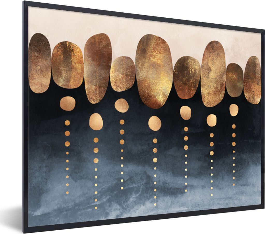 MuchoWow Gerahmtes Poster Gold - Abstrakt - Luxus 40x30 cm - Poster mit Schwarzem Bilderrahmen Wandposter Rahmen Foto Bilder - Kunstposter - Wand...