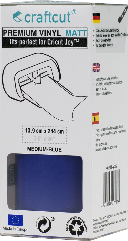 craftcut Premium Plotterfolie matt 36 MEDIUM-BLUE 13,9 x 244 cm