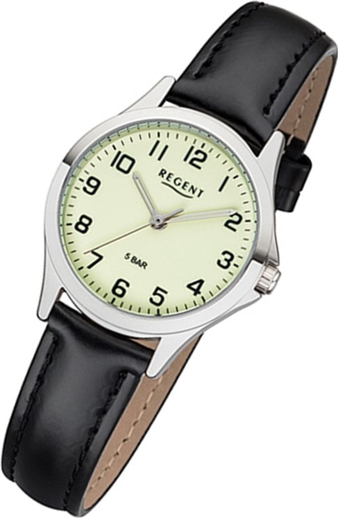 Regent Quarz Armbanduhr Damen 2112427 Leder Uhr schwarz Produktbild 