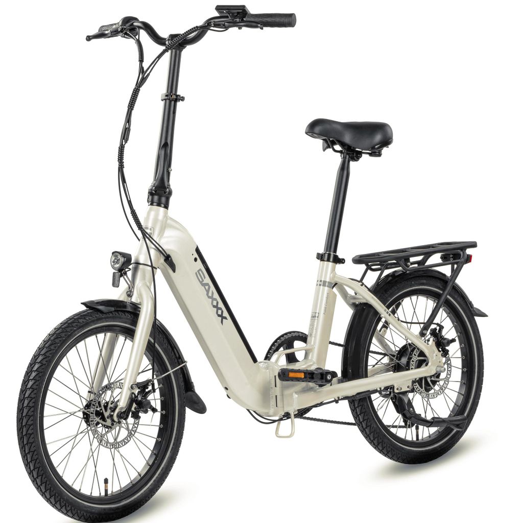 SAXXX E-Bike FOLDI COMFORT Faltrad Tiefeinsteiger Elektrofahrrad, 410Wh integrierter Akku ,Shimano Nexus 7-Gang,City E-Bike