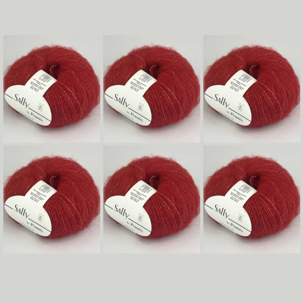 Fil Sally moelleux en alpaga superfine et coton - 6 x 50g rouge goji